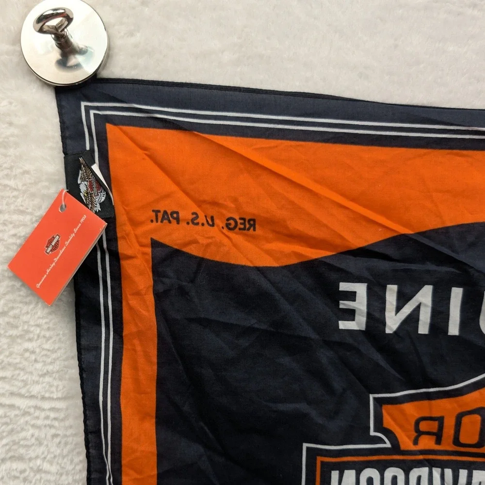 NWT VTG Harley-Davidson Bandana Mens OS Orange Black Genuine Motor Oil Biker Y2K